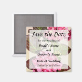 Rosa Hydrangea mit Save the Date Blätter Magnet (Vorderseite/Rückseite)