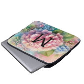 Rosa Hydrangea, Monogramm Laptopschutzhülle (Vorne Knopf)