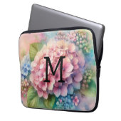 Rosa Hydrangea, Monogramm Laptopschutzhülle (Vorderseite Links)