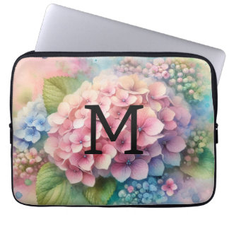 Rosa Hydrangea, Monogramm Laptopschutzhülle