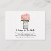 Rosa Hydrangea Monogramm Mason Jar Rezept Visitenkarte (Vorderseite)