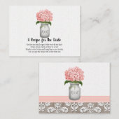 Rosa Hydrangea Monogramm Mason Jar Rezept Visitenkarte (Vorne/Hinten)