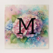 Rosa Hydrangea, Monogramm Puzzle (Vertikal)