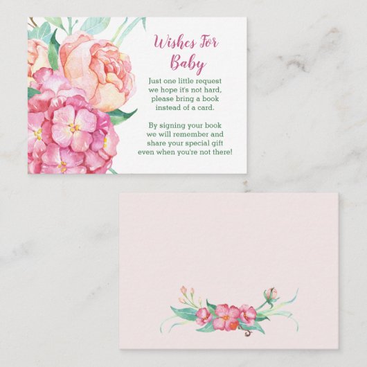 Rosa Hydrangea & Peony "Bring ein Buch" Kinderdusc Empfehlungskarte (Vorne/Hinten)