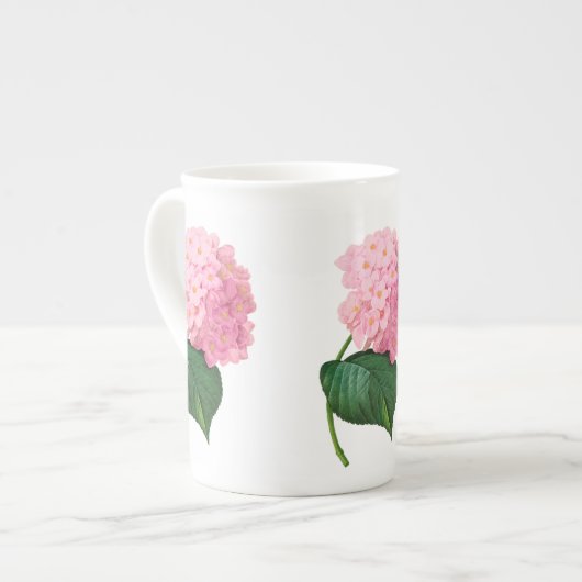 Rosa Hydrangea Redoute Blume Tasse Cup (Vorderseite Links)
