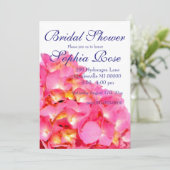 Rosa Hydrangea Rosa Blume Brautparty Einladung (Stehend Vorderseite)