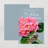 Rosa Hydrangea Rosa Blume Einladung (Vorne/Hinten)