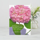 Rosa Hydrangea Rosa Blume Einladung (Stehend Vorderseite)