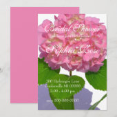 Rosa Hydrangea Rosa Blume Einladung (Vorne/Hinten)