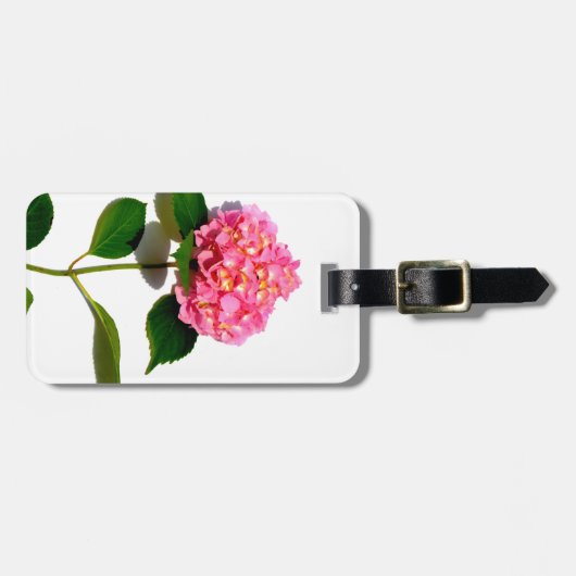 Rosa Hydrangea Rosa Blume Gepäckanhänger (Vorderseite horizontal)