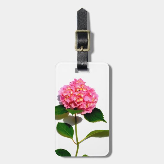 Rosa Hydrangea Rosa Blume Gepäckanhänger (Vorderseite vertikal)
