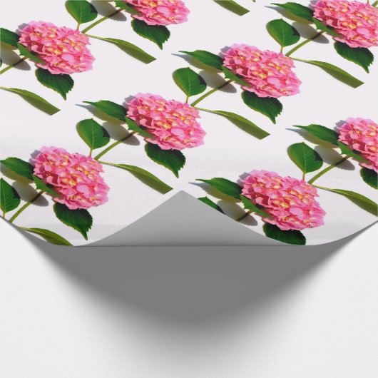 Rosa Hydrangea Rosa Blume Geschenkpapier (Ecke)