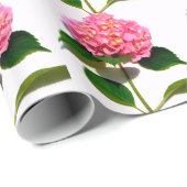 Rosa Hydrangea Rosa Blume Geschenkpapier (Rolleneckpunkt)