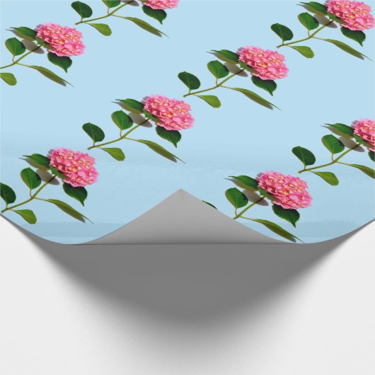 Rosa Hydrangea Rosa Blume Geschenkpapier (Ecke)