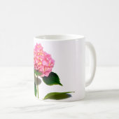 Rosa Hydrangea Rosa Blume Kaffeetasse (VorderseiteRechts)