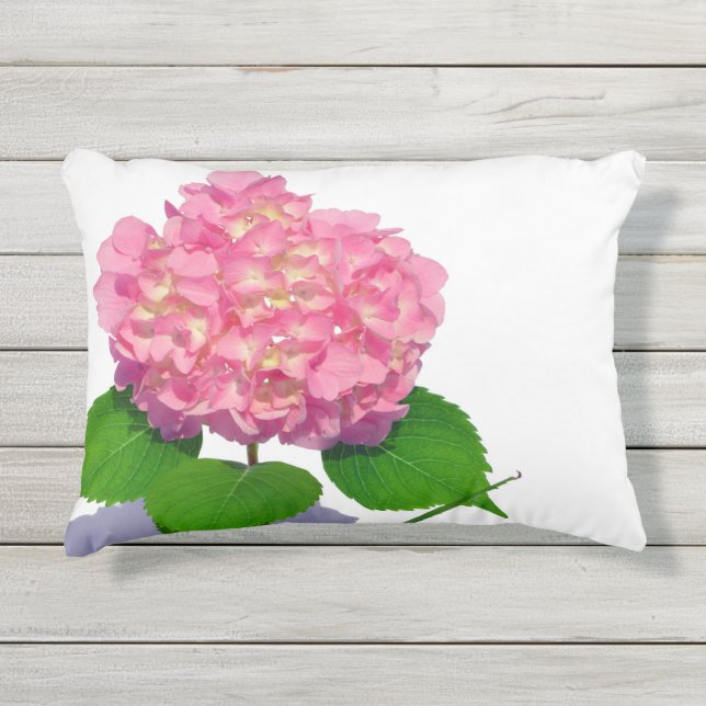 Rosa Hydrangea Rosa Blume Kissen Für Draußen (Vorderseite)