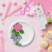 Rosa Hydrangea Rosa Blume Pappteller (Party)