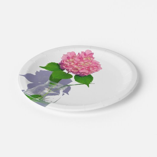 Rosa Hydrangea Rosa Blume Pappteller (Schrägansicht)