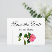 Rosa Hydrangea Rosa Blume Save The Date (Stehend Vorderseite)