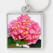 Rosa Hydrangea Rosa Blume Schlüsselanhänger (Vorne)
