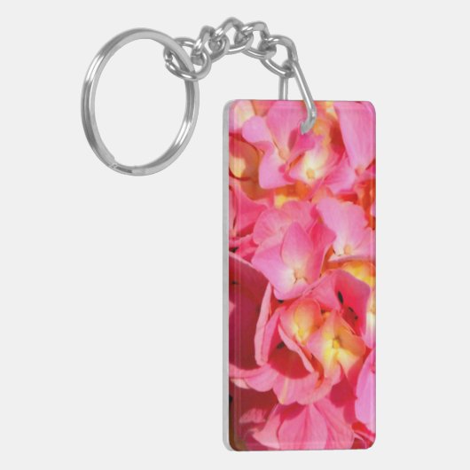 Rosa Hydrangea Rosa Blume Schlüsselanhänger (Vorderseite links)
