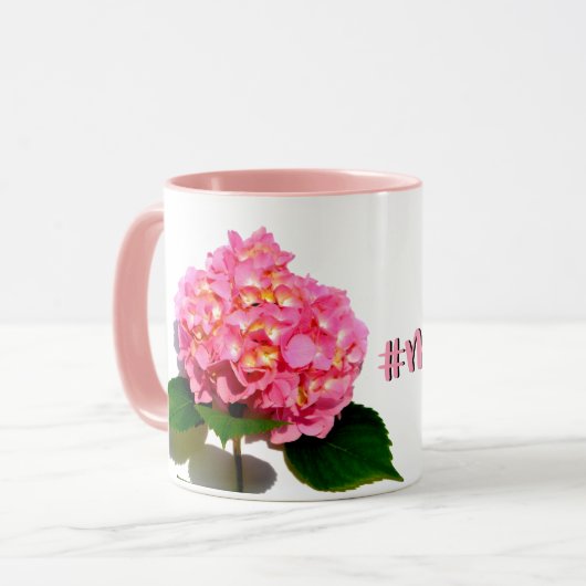 Rosa Hydrangea Rosa Blume Tasse (Vorderseite Links)