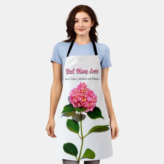 Rosa Hydrangea Rosa Blütenmutter die beste aller Z Schürze (Getragen)