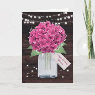 Rosa Hydrangea Rustikale Blumenschwester Geburtsta Karte