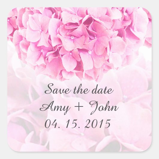 Rosa Hydrangea Save the Date Aufkleber Hydrangea1 (Vorderseite)