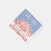 Rosa Hydrangea, Serenity-blaue personalisierte Serviette (Ecke)