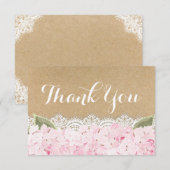 Rosa Hydrangea-Spitze-moderne rustikale danken Dankeskarte (Vorne/Hinten)