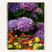 Rosa Hydrangea und farbenfrohe Zinnia Floral Notizblock (Vorderseite)