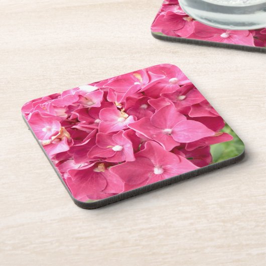 Rosa Hydrangea-Untersetzer Getränkeuntersetzer (Linke Seite)