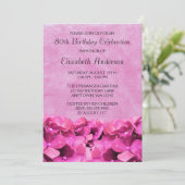 Rosa Hydrangeas-80. Geburtstags-Party Einladungen (Stehend Vorderseite)