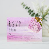 Rosa Hydrangeas Aquarellblume Hochzeit RSVP Karte (Stehend Vorderseite)