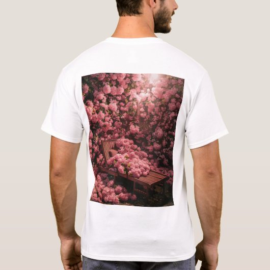 Rosa Hydrangeas Blumen-Überblenddrucker T - Shirt (Rückseite)