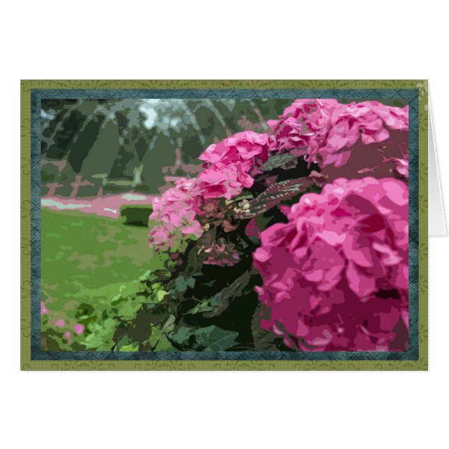 Rosa Hydrangeas im Garten (Vorderseite (Horizontal))