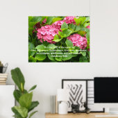 Rosa Hydrangeas mit Schrift Poster (Heimbüro)