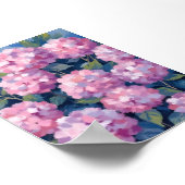 Rosa Hydrangeen Aquarell-Kunst in Rosa Poster (Ecke)