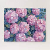 Rosa Hydrangeen Aquarell-Kunst in Rosa Puzzle (Horizontal)