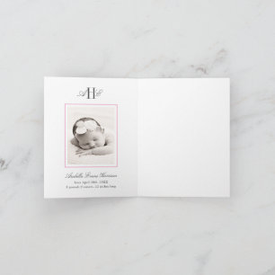Rosa Hydrangeen-Blumen-Baby-Shower-Baby-Foto Dankeskarte