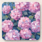 Rosa Hydrangeen Blumen Getränkeuntersetzer (Vorderseite)