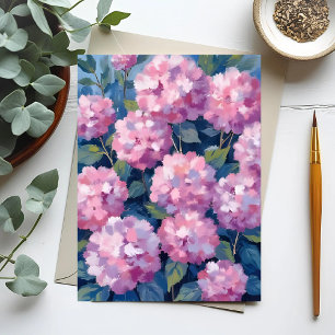Rosa Hydrangeen Blumen Postkarte