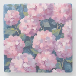 Rosa Hydrangeen Blumen Steinuntersetzer