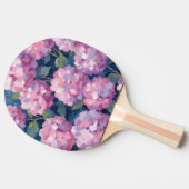 Rosa Hydrangeen Blumen Tischtennis Schläger (Seitenansicht)