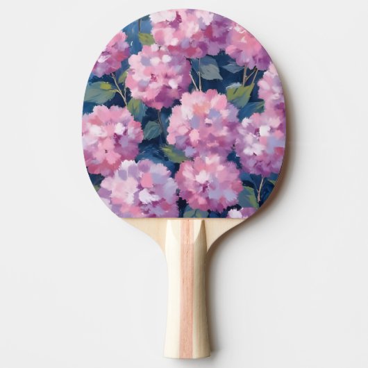 Rosa Hydrangeen Blumen Tischtennis Schläger (Vorderseite)