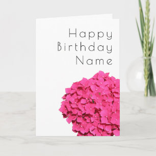 Rosa Hydrangeen-Blumen- Weißer Art Deco-Geburtstag Karte