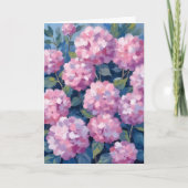 Rosa Hydrangeen Blumig Karte (Vorderseite)