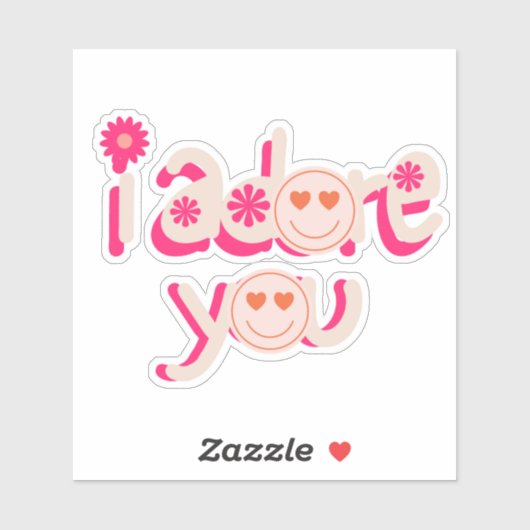 Rosa "i adore you" Smiley Sticker (Blatt)