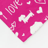 Rosa I Herz Dackel Dog Blanket Fleecedecke (Ecke)